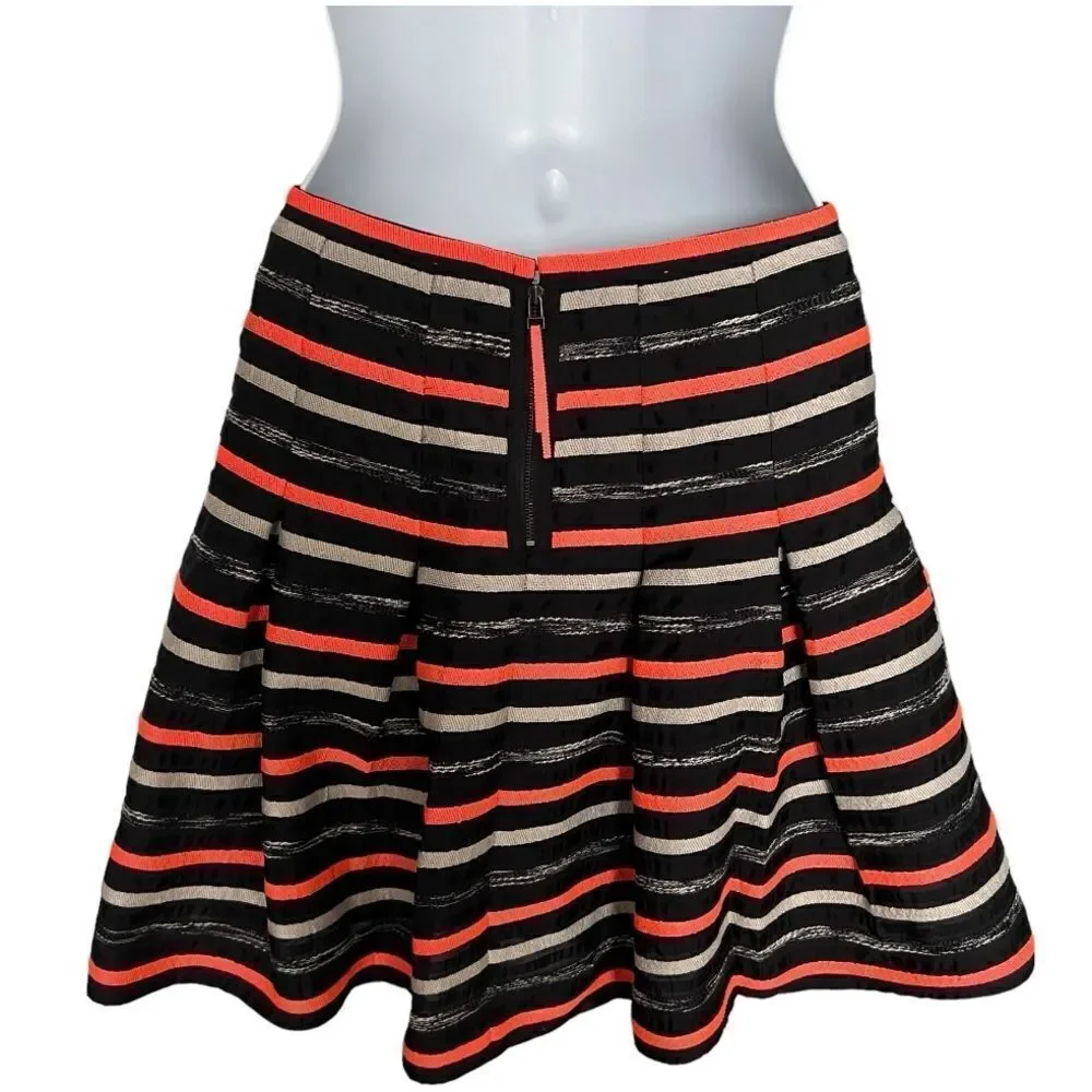 ANTHROPOLOGY Anthro HD in Paris Neon Ribboned Skater Skirt Size US 0